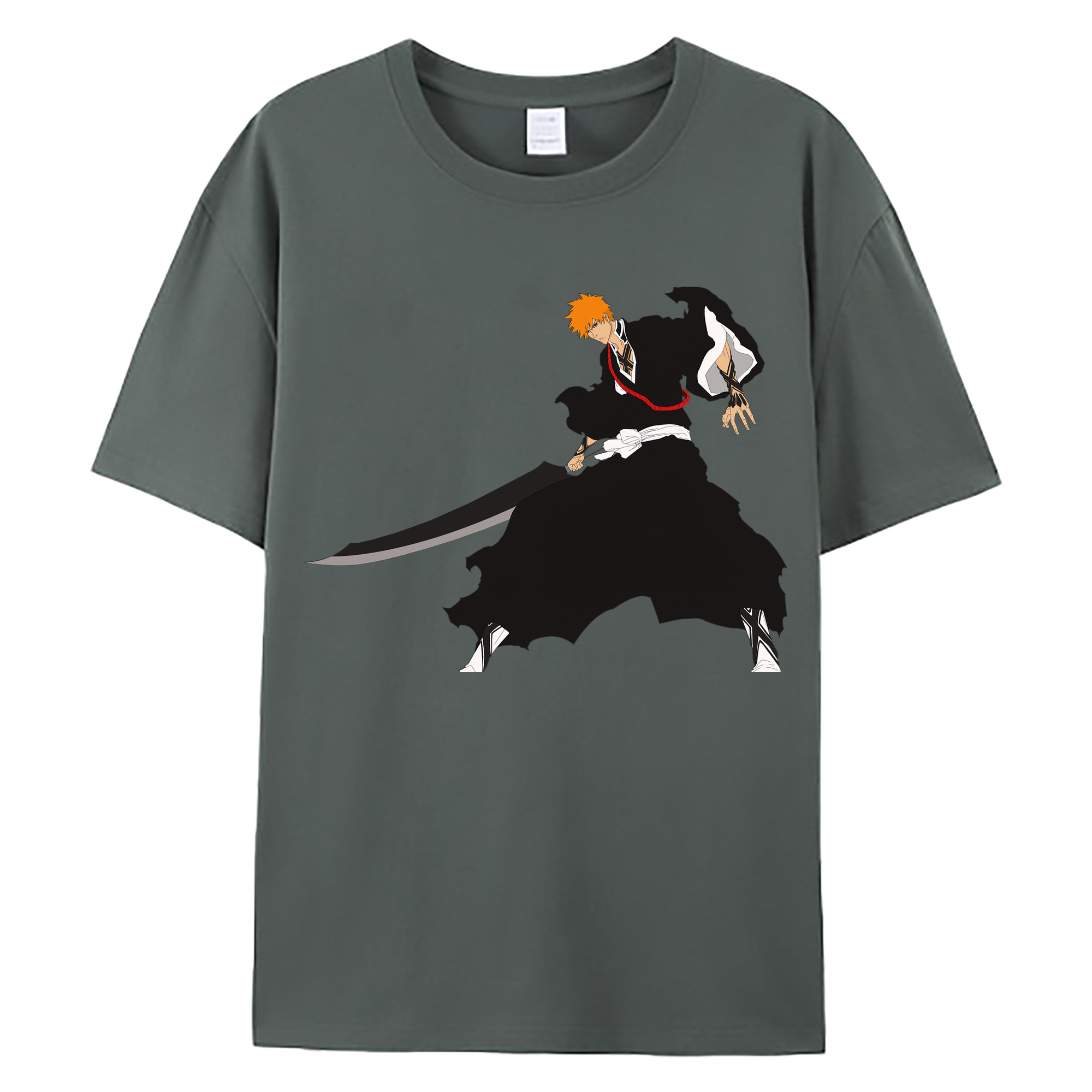 （画像用） ブリーチ 黒崎一護（くろさき いちご）BLEACH Kurosaki Ichigo 綿100％ メンズ半袖Tシャツ｜肌触りやわらか＆通気性